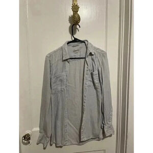 Merona Men’s Size Small Black & White Striped Button Down Shirt